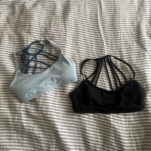 Lululemon Set of Two Free To Be Wild Bralettes in Black and Blue Size 4